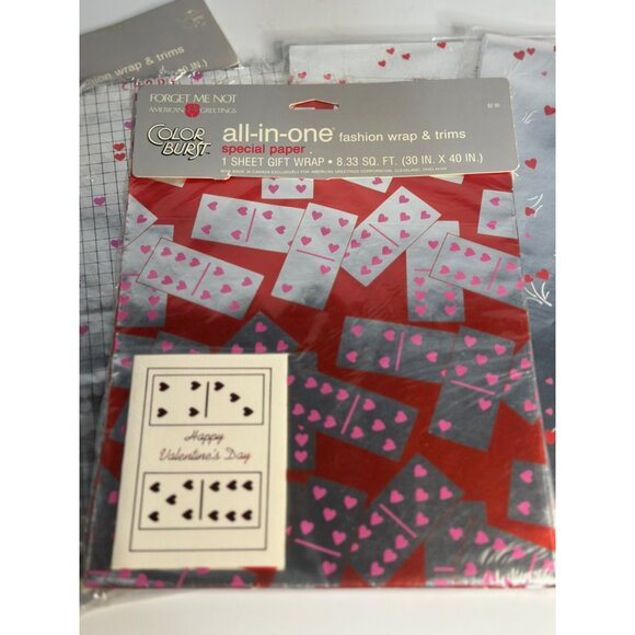 VTG American Greetings Color Burst Valentine Gift Wrap Set 5 Sheets 8.33 sq ft - Picture 4 of 5